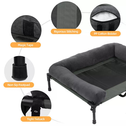 P&P Pet Cot with Bolster Support and Breathable Mesh Design for Dogs to Lounge