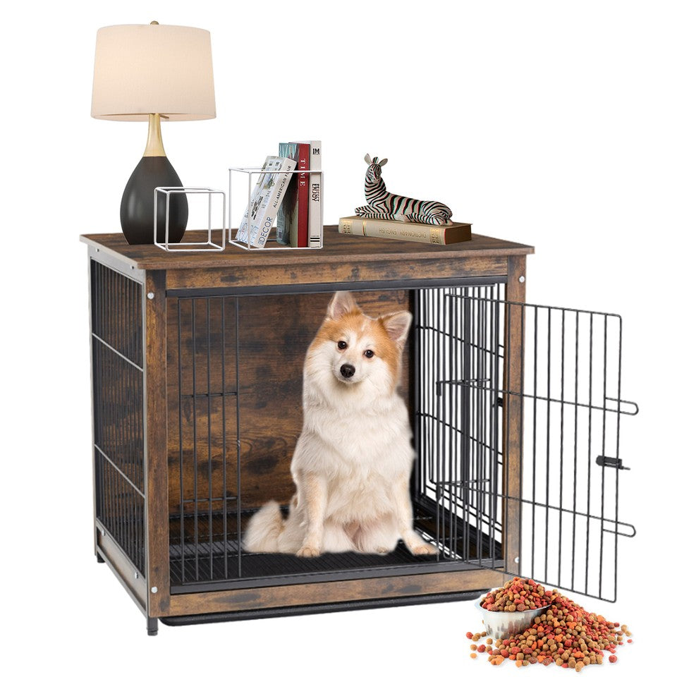 Wooden Pet Crate & Dog Cage End Table