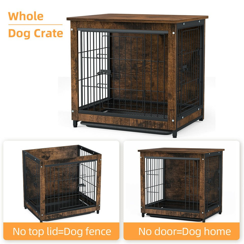 Wooden Pet Crate & Dog Cage End Table