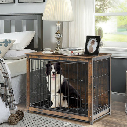 Wooden Pet Crate & Dog Cage End Table