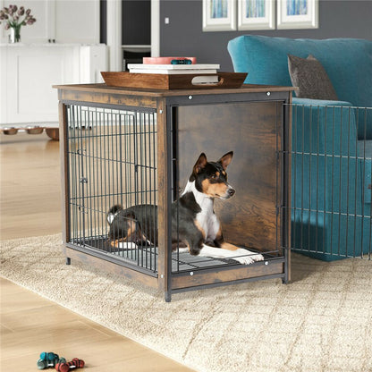 Wooden Pet Crate & Dog Cage End Table