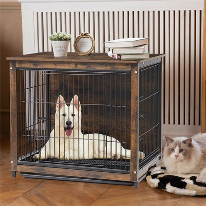Wooden Pet Crate & Dog Cage End Table