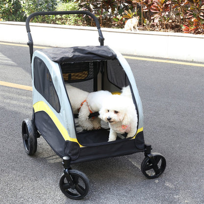 Two Dogs Stroller Divider Pet Travel Stroller Carrier One-key Folding Outdoor