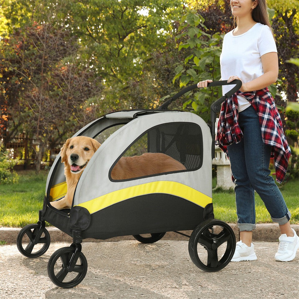 Two Dogs Stroller Divider Pet Travel Stroller Carrier One-key Folding Outdoor