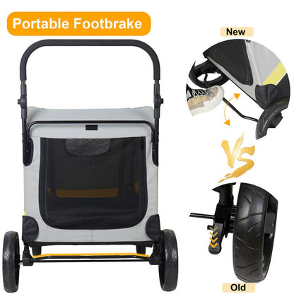 Large Dog Stroller Foldable Pet Pushchair with Doors