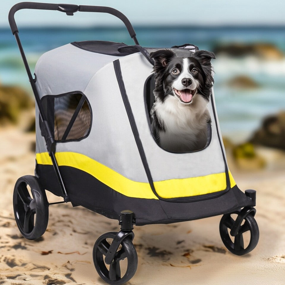 Large Dog Stroller Foldable Pet Pushchair with Doors