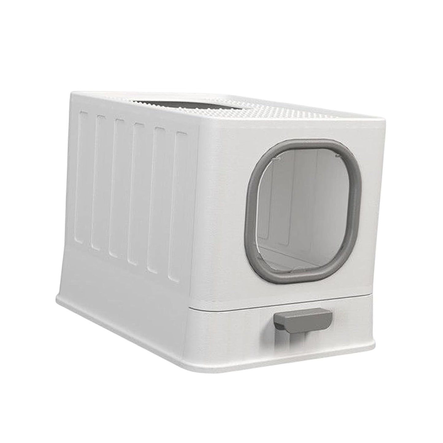 Big Top Entry Deep Tray Enclosed Kitty Cat Litter Box Easy To Clean Pull Handle