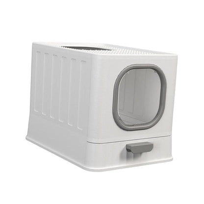 Big Top Entry Deep Tray Enclosed Kitty Cat Litter Box Easy To Clean Pull Handle