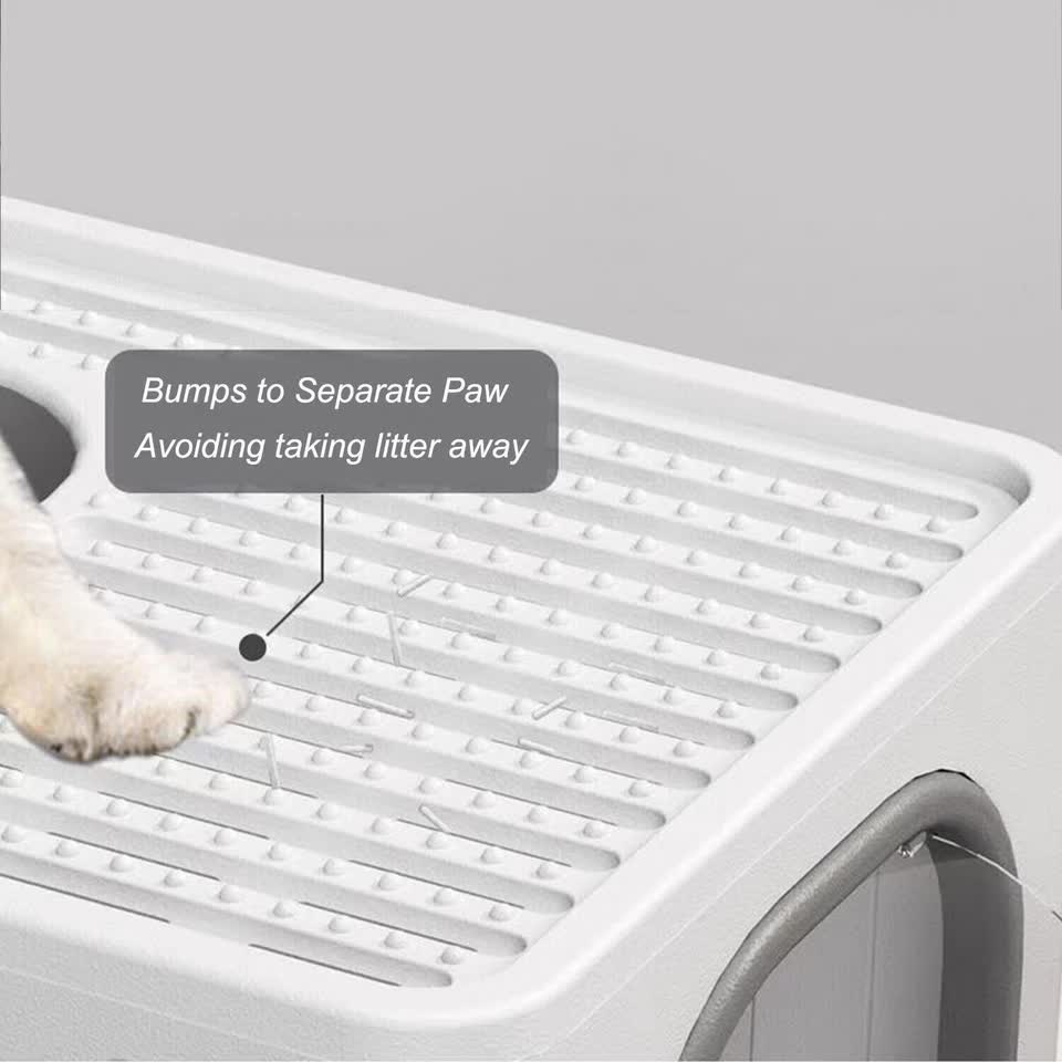 Big Top Entry Deep Tray Enclosed Kitty Cat Litter Box Easy To Clean Pull Handle