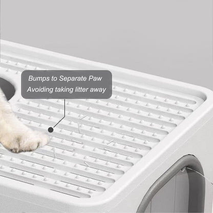 Big Top Entry Deep Tray Enclosed Kitty Cat Litter Box Easy To Clean Pull Handle