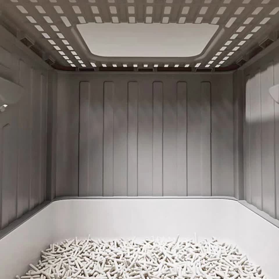 Big Top Entry Deep Tray Enclosed Kitty Cat Litter Box Easy To Clean Pull Handle