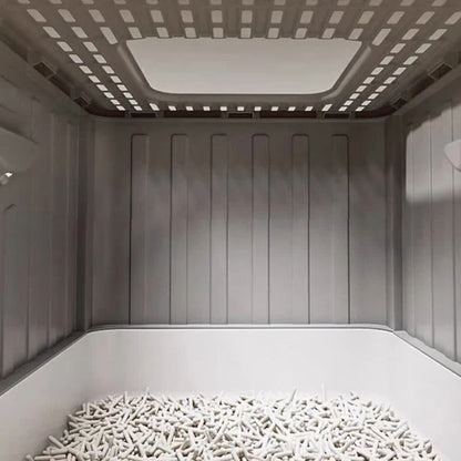 Big Top Entry Deep Tray Enclosed Kitty Cat Litter Box Easy To Clean Pull Handle