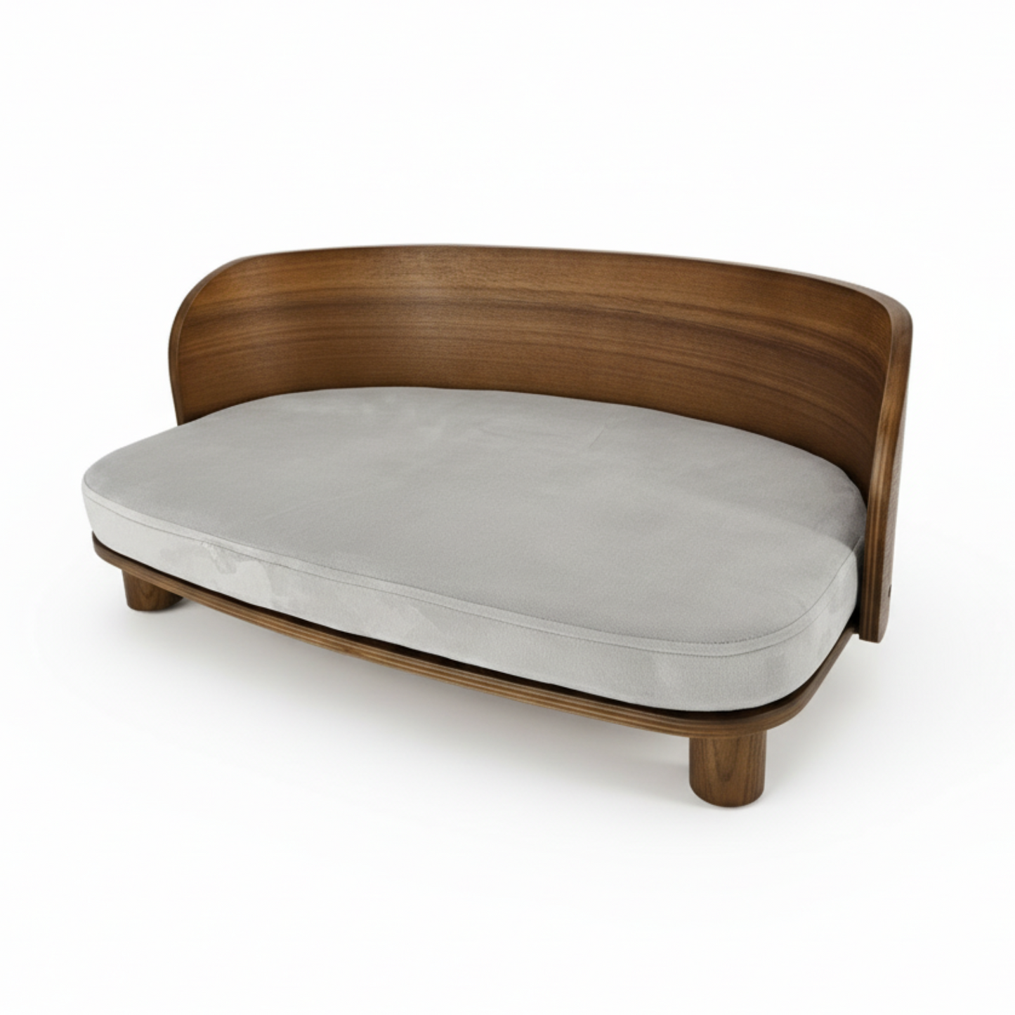 P&P Wood & Grey Small Elevated Cat Bed With Cushion, Solid Frame And Quick Assembly