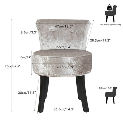 Round Vanity Stool with Padded Seat and Backrest