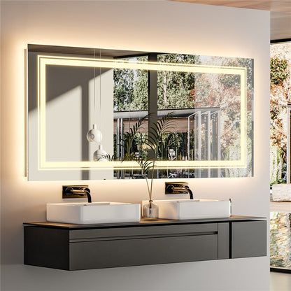 Anti-Fog LED Bathroom Mirror with 2-Way Mount