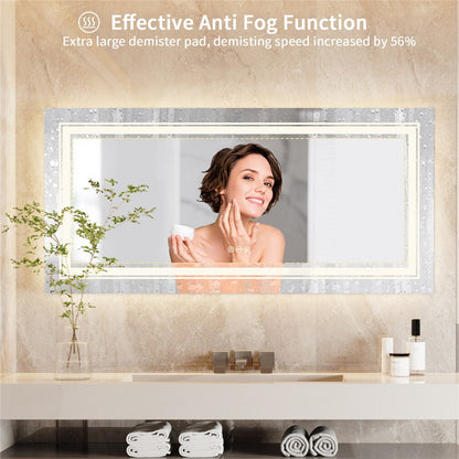 Anti-Fog LED Bathroom Mirror with 2-Way Mount
