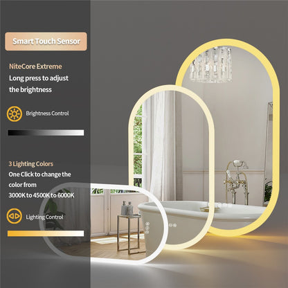 Premium Oval LED Anti-Fog Bathroom Mirror