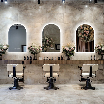 Arch Dimmable Led Bathroom Vanity Mirror w Antifog Temperature Date Time Display