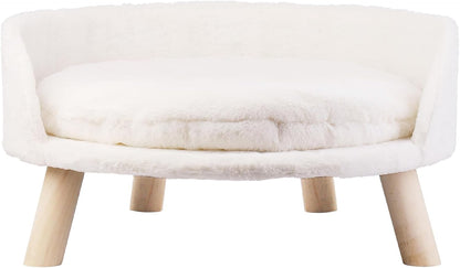 Pet Sofa Bed with Plush Cushion & Wooden Legs