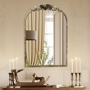 Elegant Rose - Designed Baroque Brass Arched Mirror