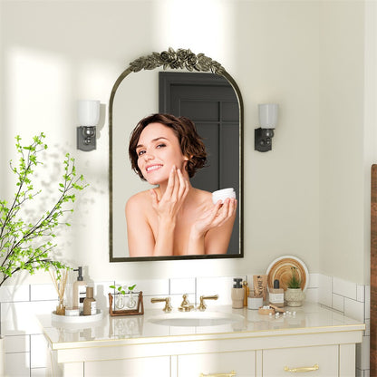 Elegant Rose - Designed Baroque Brass Arched Mirror