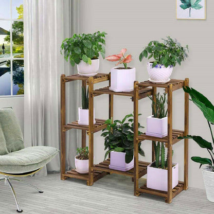 Detachable Diy Wood Plant Stand Pots Organizer Rack Multifunctional Shelf Decor