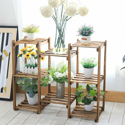Detachable Diy Wood Plant Stand Pots Organizer Rack Multifunctional Shelf Decor