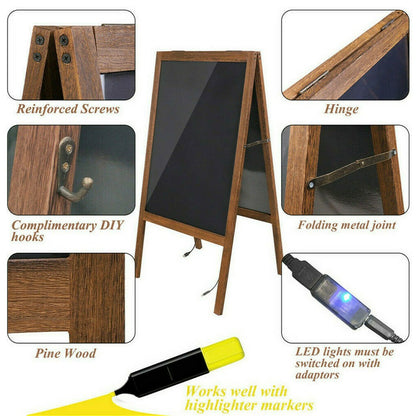 Vintage Neon LED Message Writing Board Stand Pavement Sign Illuminated Erasable