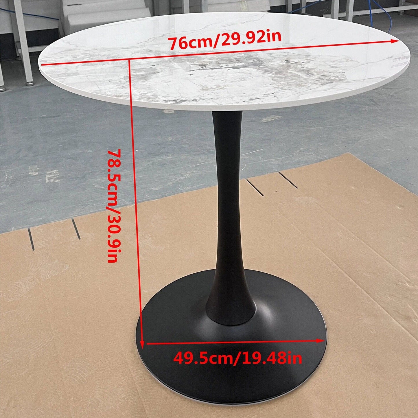 Round Stone Dining Table Anti-Scratch Easy Clean Table for Small Condo