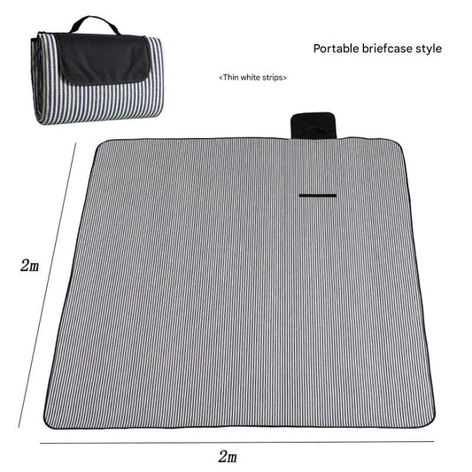 Waterproof Foldable Picnic Blanket with Handle - 2x2m Thin white strip