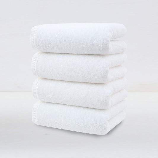 White Plush Cotton Hand Towel Set (4-Pack) - Ultra Soft, Absorbent & Quick-Drying Face Towels for Bathroom