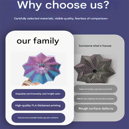 2-Pcs Silk gold Smart 3D Printed Fidget Toy - Hexagonal Illusion Folding Desk Toy for Stress Relief & Focus