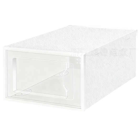 2-Pack White Clear Stackable Shoe Storage Organizer Boxes - Durable Plastic Sneaker Display and Closet Storage Containers with Magnetic Drop Front