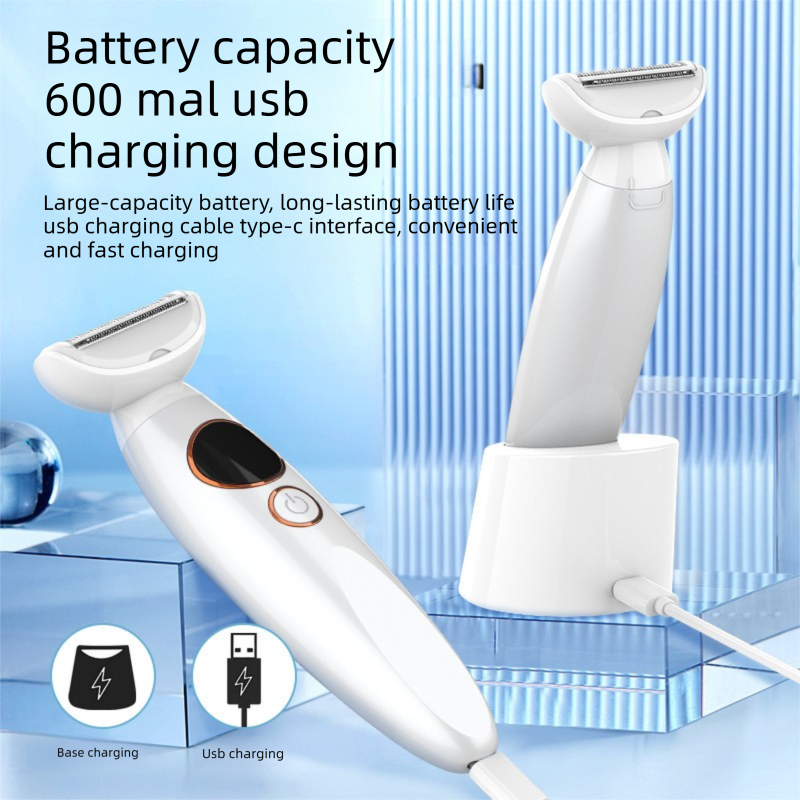 White 5-in-1 Women's Hair Removal Epilator – Multi-Function Body Grooming Kit with Waterproof Design, LED Display & USB Charging