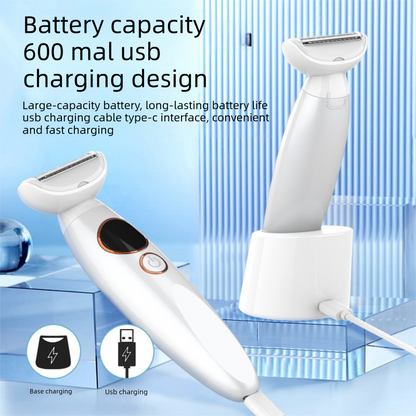 White 5-in-1 Women's Hair Removal Epilator – Multi-Function Body Grooming Kit with Waterproof Design, LED Display & USB Charging