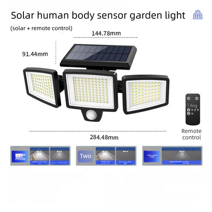 Solar Powered Motion Sensor Outdoor Light with Remote Control for Garden Garage and Front Door