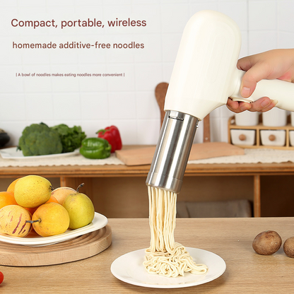 White Wireless Handheld Electric Pasta Maker – Rechargeable Dough Extruder with 5 Nozzles for Homemade Noodles, Spaghetti, Fettuccine & Sausage Stuffer, USB-C Charged