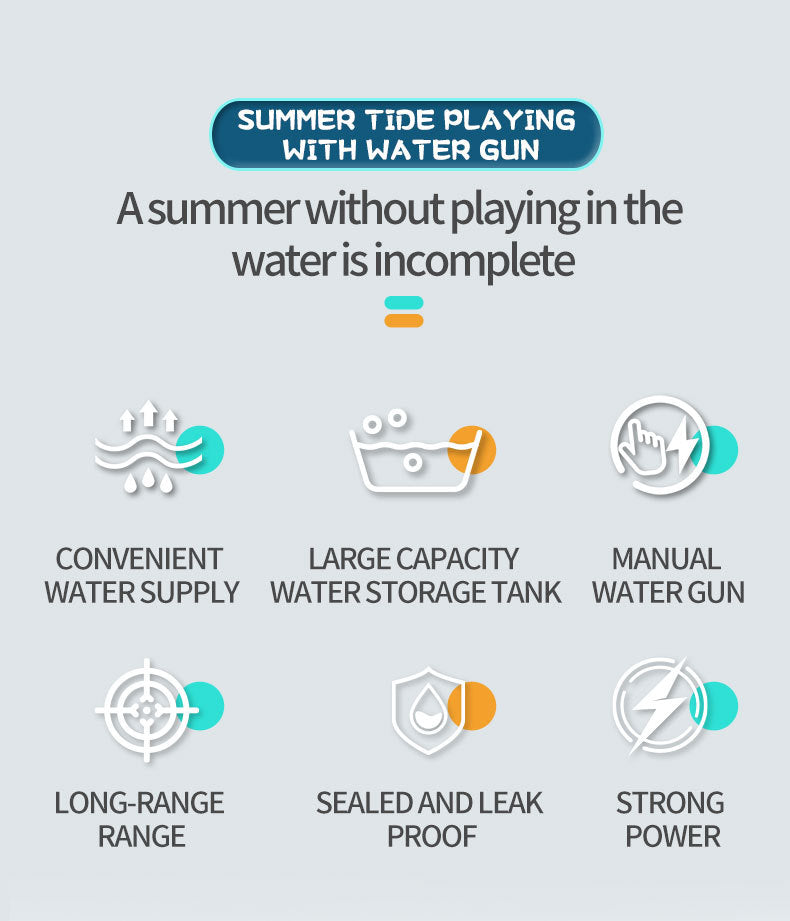 Electric Water Gun Automatic Continuous Fire Squirt Toy 8m Range Rechargeable Battery Outdoor Pool Beach Fun Blue