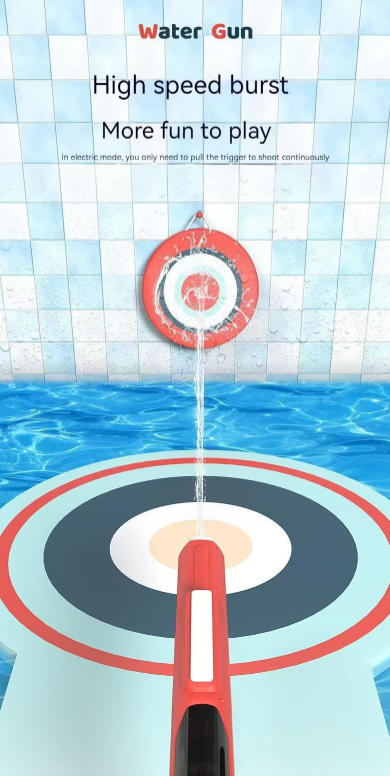 Electric Water Gun Auto Refill 46cm White LED Pulse Blaster High Pressure Toy with External Bottle Connector & Manual Mode for Summer Pool Party