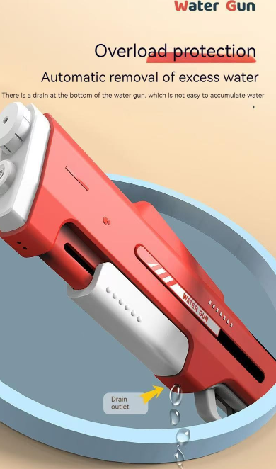 Electric Water Gun Auto Refill 46cm White LED Pulse Blaster High Pressure Toy with External Bottle Connector & Manual Mode for Summer Pool Party