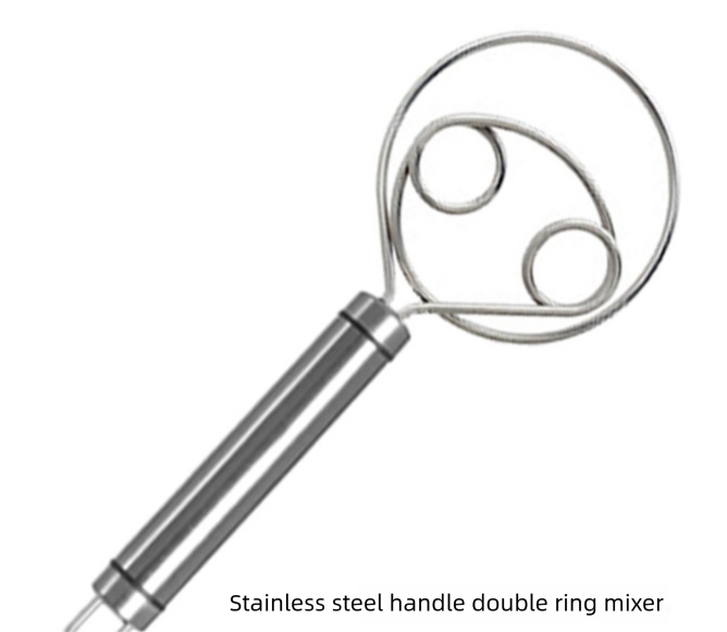 Stainless Steel Danish Dough Whisk Double Ring Bread Mixer Tool for Sourdough Pizza Pastry & Batter Baking