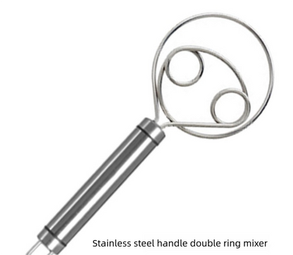 Stainless Steel Danish Dough Whisk Double Ring Bread Mixer Tool for Sourdough Pizza Pastry & Batter Baking