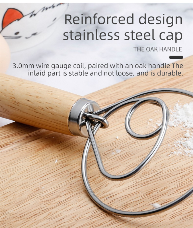 Stainless Steel Danish Dough Whisk Double Ring Bread Mixer Tool for Sourdough Pizza Pastry & Batter Baking