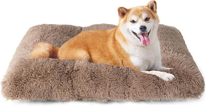 Luxury Long Plush Pet Bed Mat Faux Fur Crate Pad 125x85cm Brown XXXL Soft Warm Cushion for Giant Breeds
