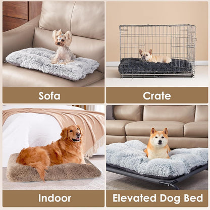 Luxury Long Plush Pet Bed Mat Faux Fur Crate Pad 125x85cm Brown XXXL Soft Warm Cushion for Giant Breeds