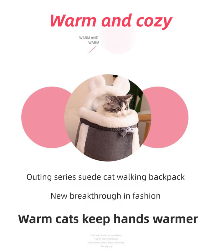 Grey 2-in-1 Ultra-Soft Plush Pet Carrier & Mobile Bed - Portable & Lightweight Cute Cat Ear Design Travel Cabin (XL 38 x 25 x 30CM)