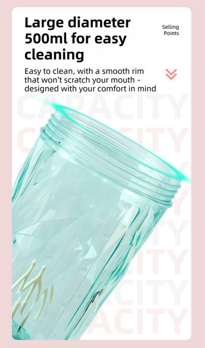 500ML White Portable Diamond Electric Shaker - Strong Vortex Stirring, Dual Temperature Endurance & Self-Cleaning for Protein Powder Coffee