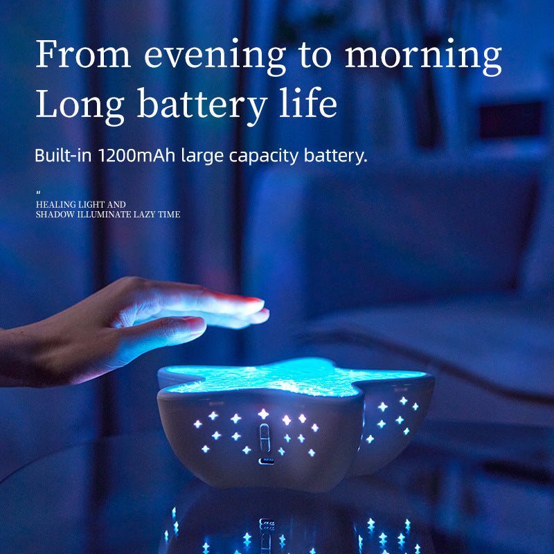 7-Colors Rechargeable Starfish Water Ripple Projection Lamp - Brightness Adjustable Ocean Ambiance Night Light