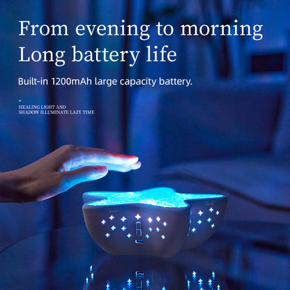 7-Colors Rechargeable Starfish Water Ripple Projection Lamp - Brightness Adjustable Ocean Ambiance Night Light