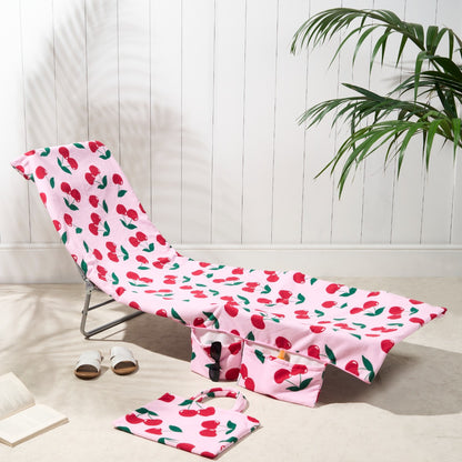 2-in-1 Microfiber Sun Lounger Towel & Portable Tote Bag - Sand-Free & Quick Dry Beach Chair Cover with Side Pockets (ST004 / 75x211cm)